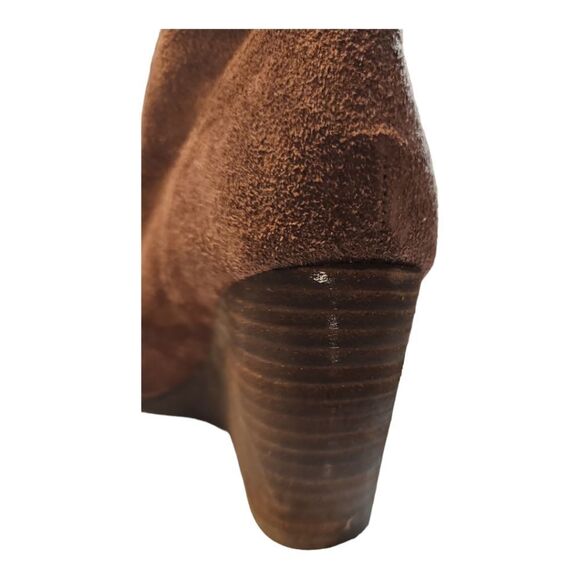 Lucky Brand Brown Suede Leather Booties Lace Up Wedge Heel Boho Women’s Size 7 - Picture 7 of 10